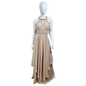 Eliza J Women's Halter‎ Neck Gown Champagne Size 8